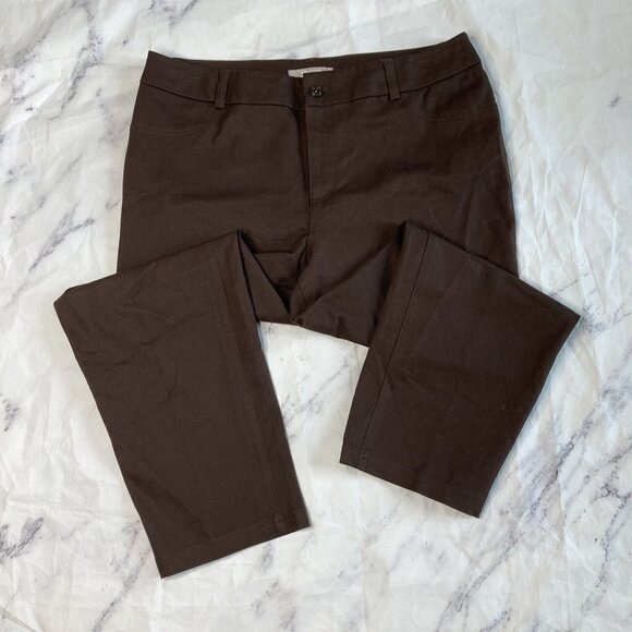 Chicos Brown Cropped Dress Pants Womens Size 12 Straight Career O116 - Picture 1 of 4